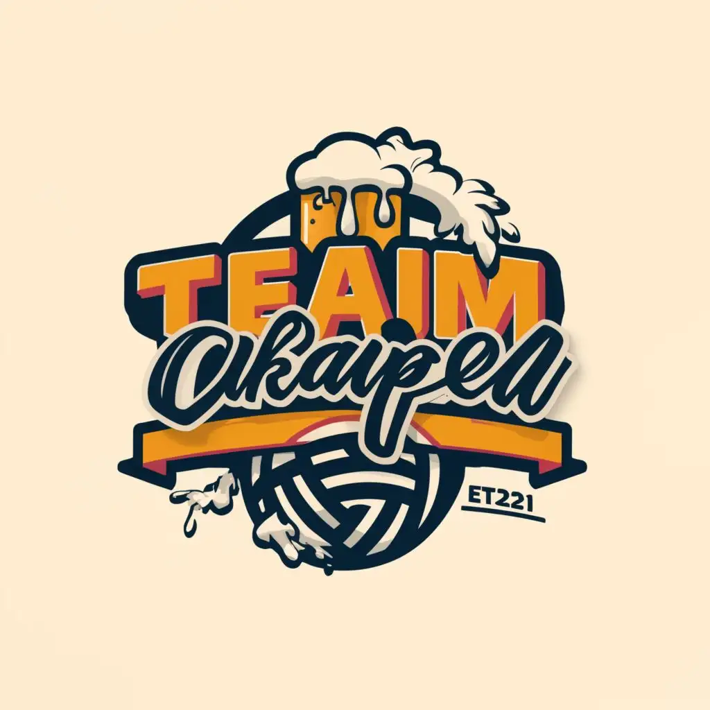 a logo design,with the text "TeamChapel", main symbol:Volleyball the beer pour at the volleyball,Moderate,clear background