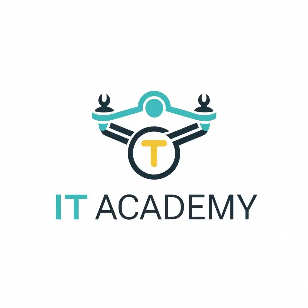 logo, Modern academy for children, drone, with the text "IT ACADEMY", typography, be used in Technology industry