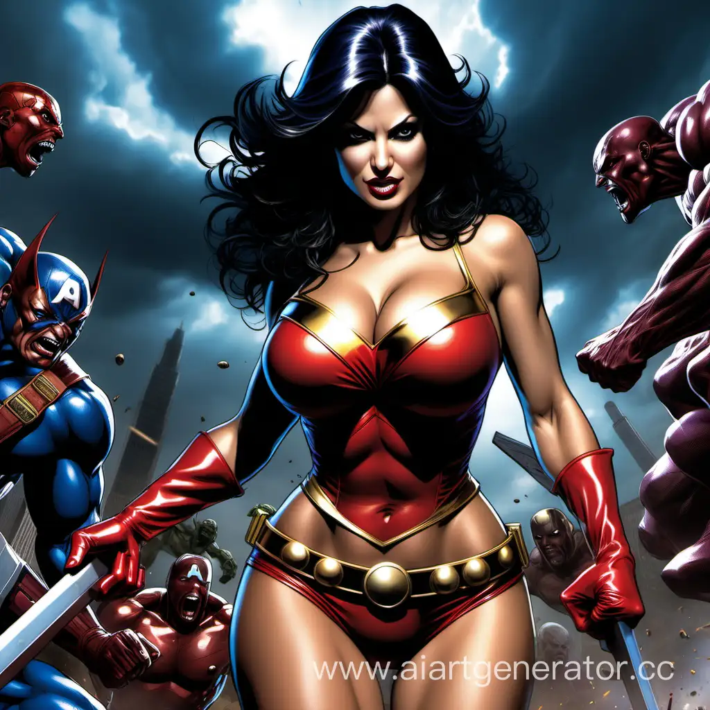 Denise-Milani-Portrays-Marvel-Comics-Superheroine-in-Epic-Battleground-Scene