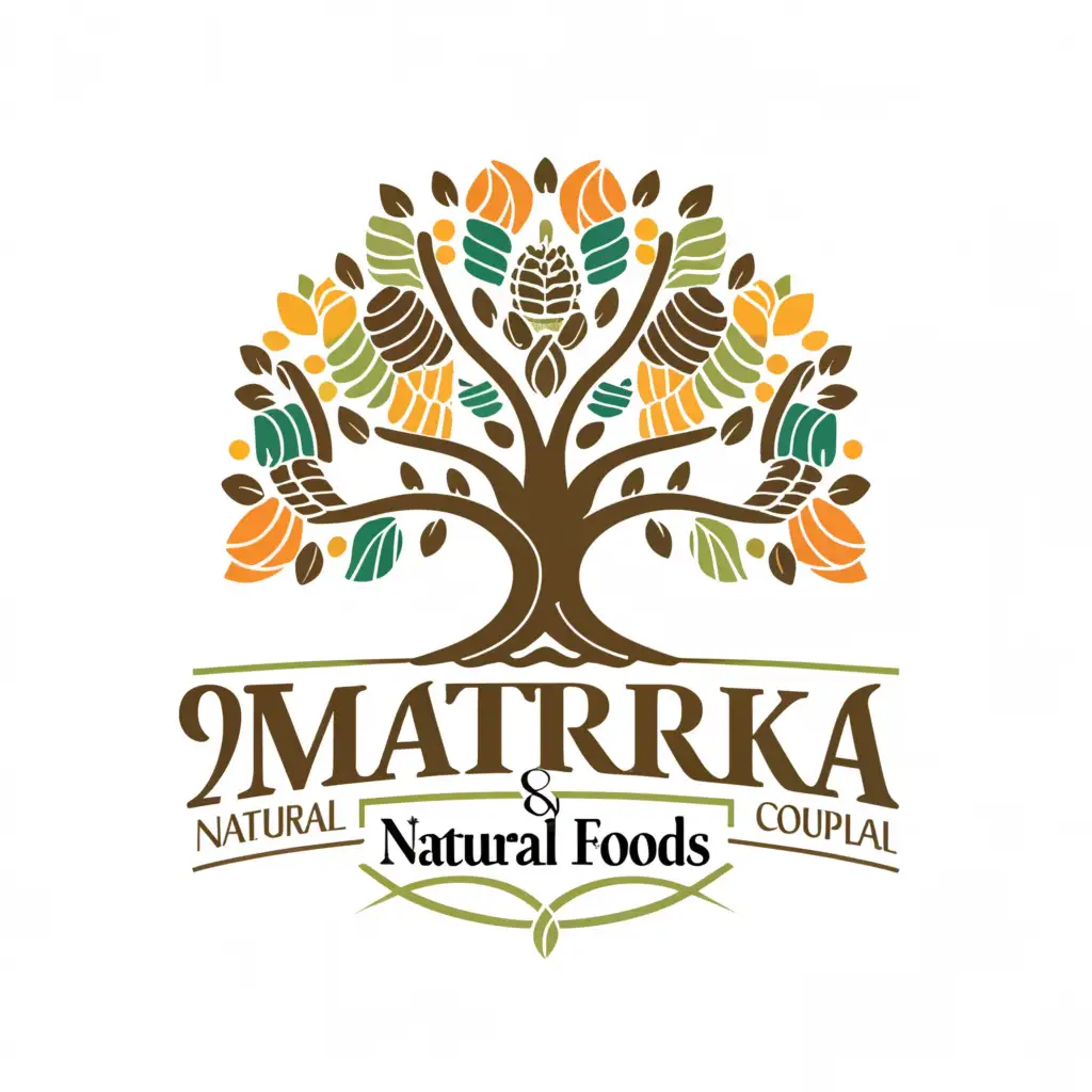 a logo design,with the text "MATRIKA natural foods", main symbol:Need to design LOGO for wood press oil manufacturing company named MATRIKA natural foods. Need logo that represent authentic wood press oil . should be unique in this cluttered market. Logo should not represent only oil bcz in future many products will be added like grains & its flour, pulses etc,complex,clear background