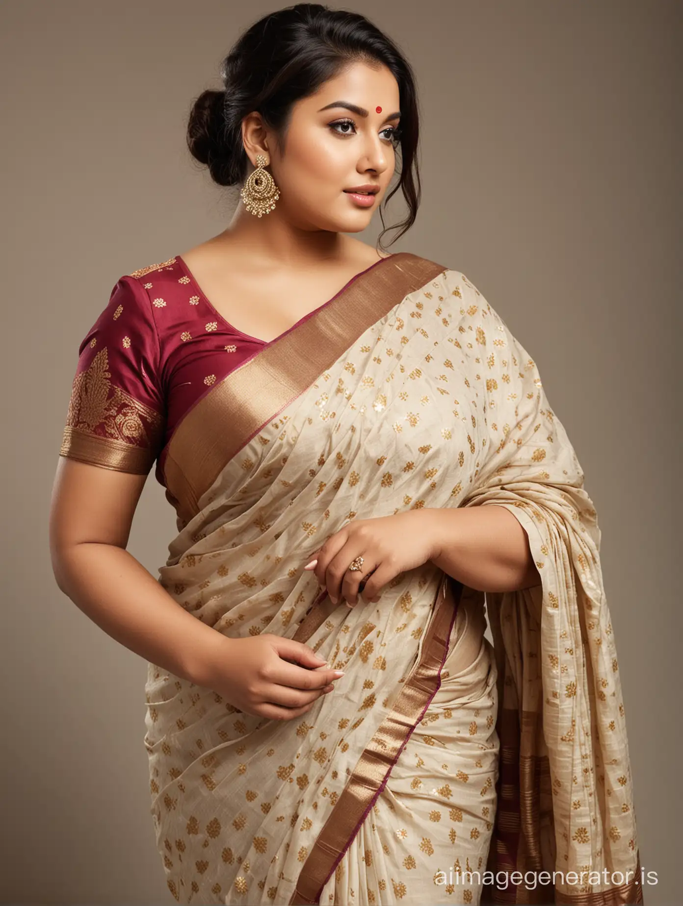 Beautiful plus size model in saree