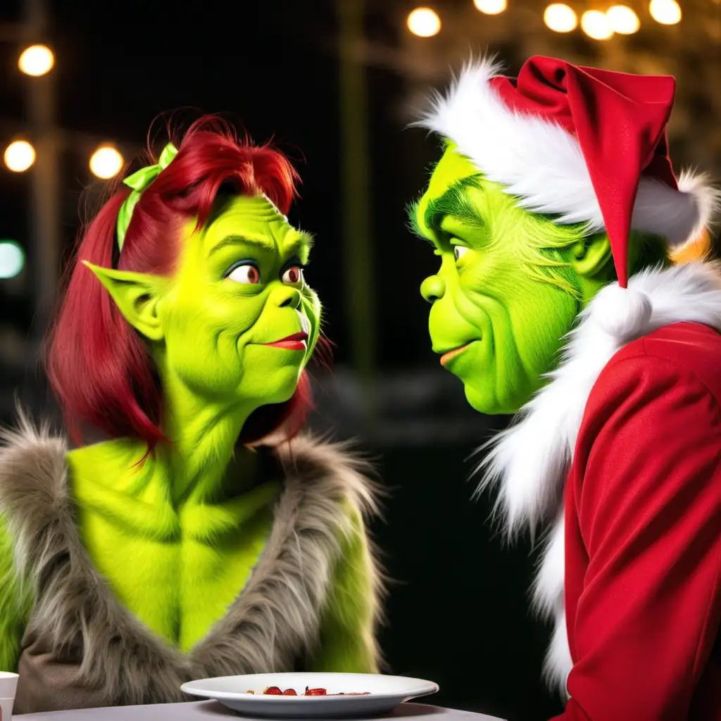 Grinch on a date with a redhead