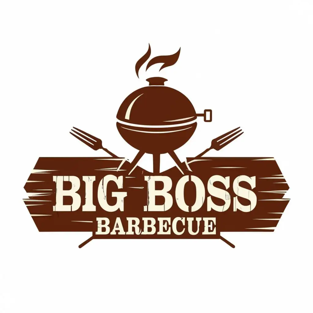 logo, Barbecue, fire grills,, with the text "Big Boss Barbecue", typography, be used in Restaurant industry