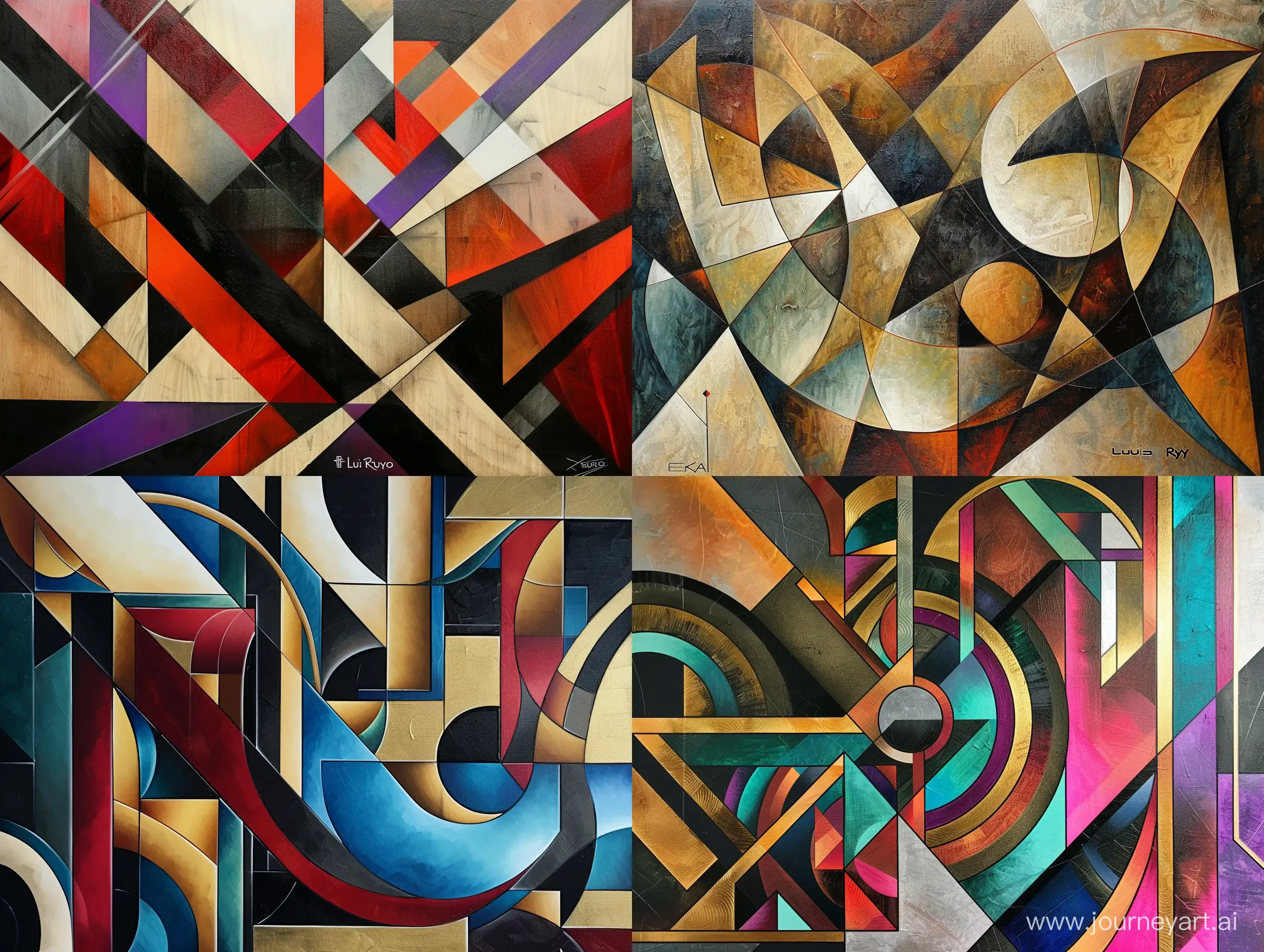an art deco painting by Luis Royo, behance contest winner, geometric abstract art, art deco, angular, cubism