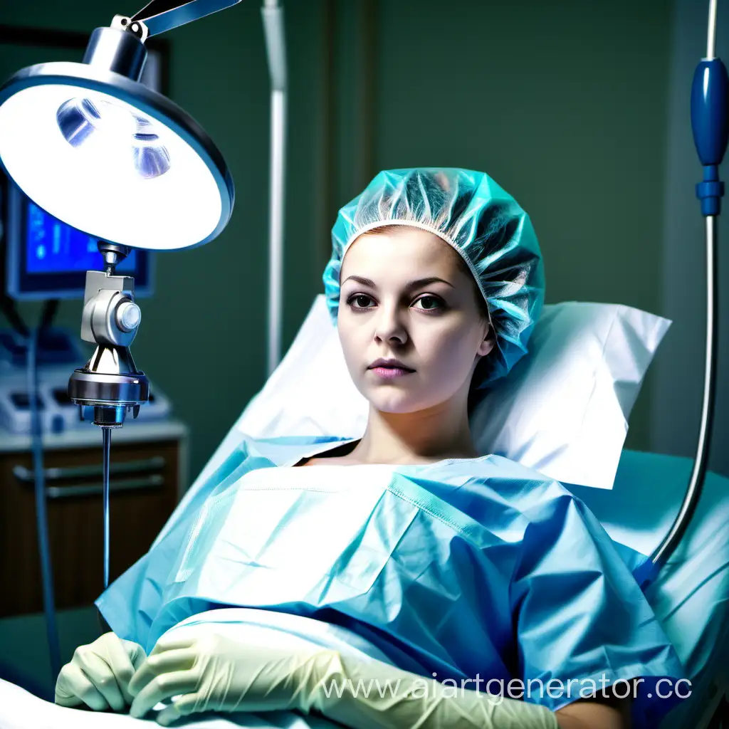Young-Woman-Prepared-for-Surgery-on-Hospital-Bed-with-Illuminated-Operating-Lamp