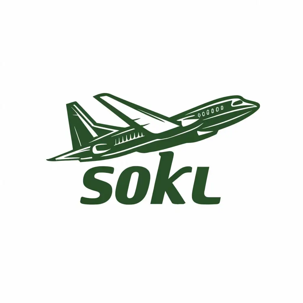 a logo design,with the text "SOKOL", main symbol:green logo Tupolev Tu-134,complex,clear background