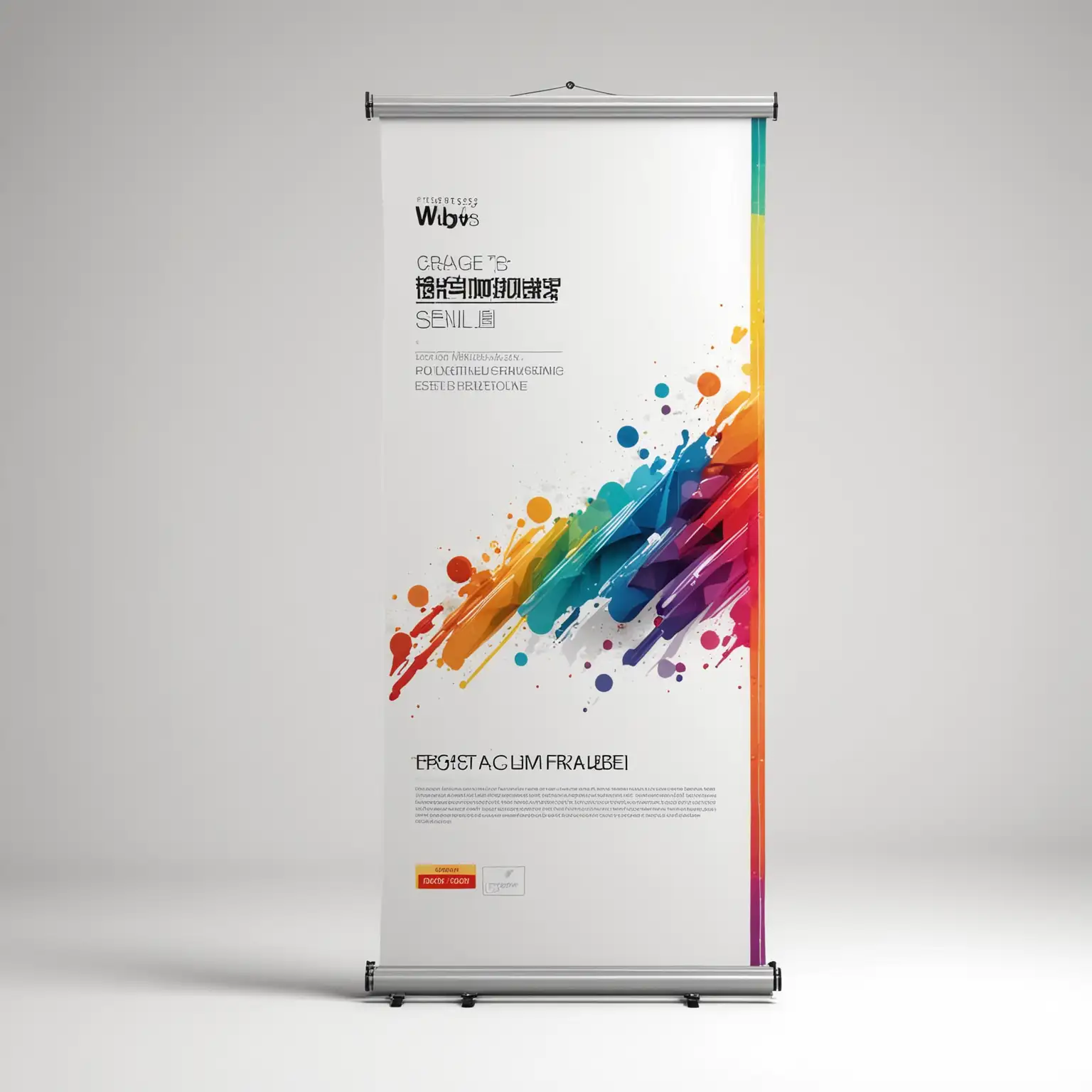 rollup banner for graphic design advertisement on a white background