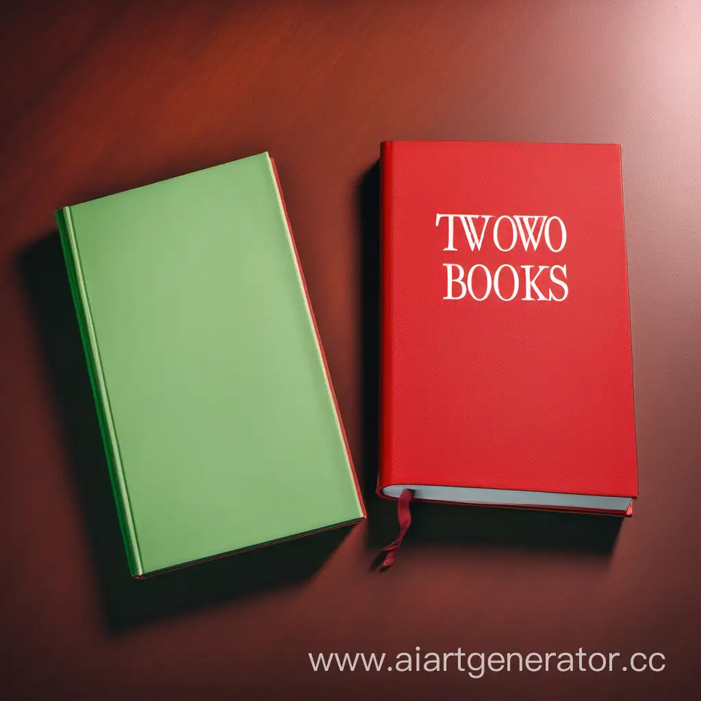 Vibrant-Green-and-Red-Books-Resting-on-a-Table