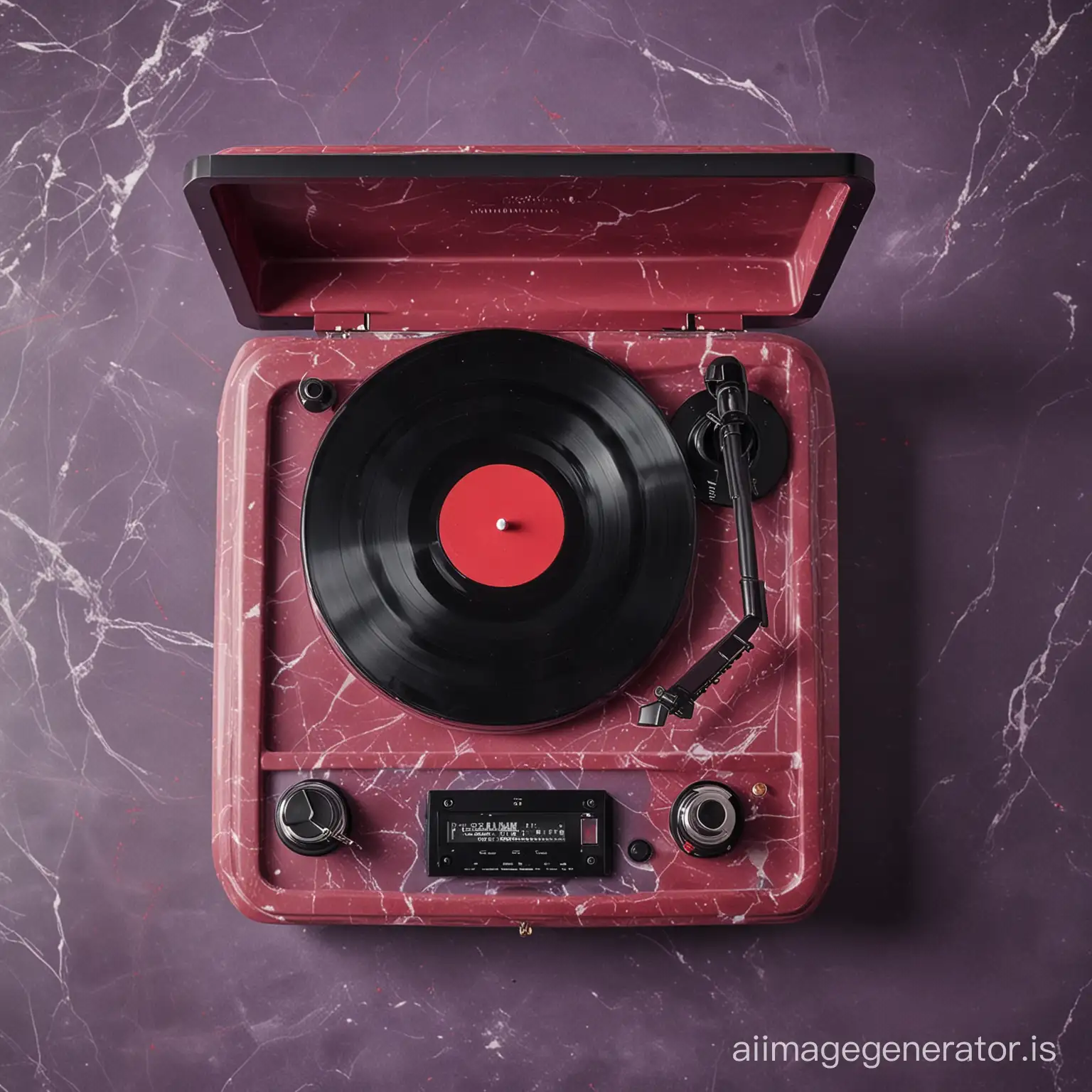 Purple, black, red, marble record player