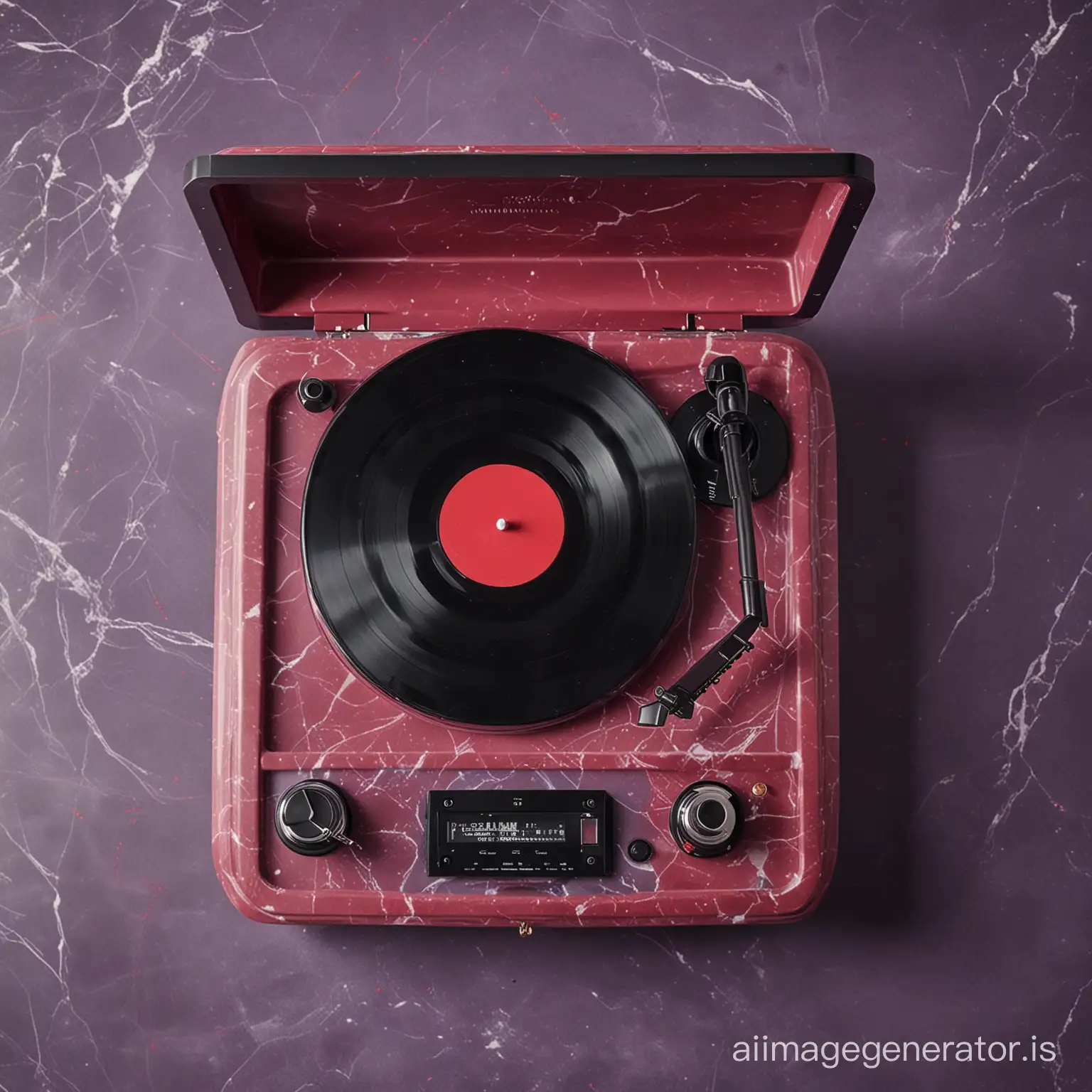 Vintage Purple and Black Marble Record Player in Red Setting | AI Image ...