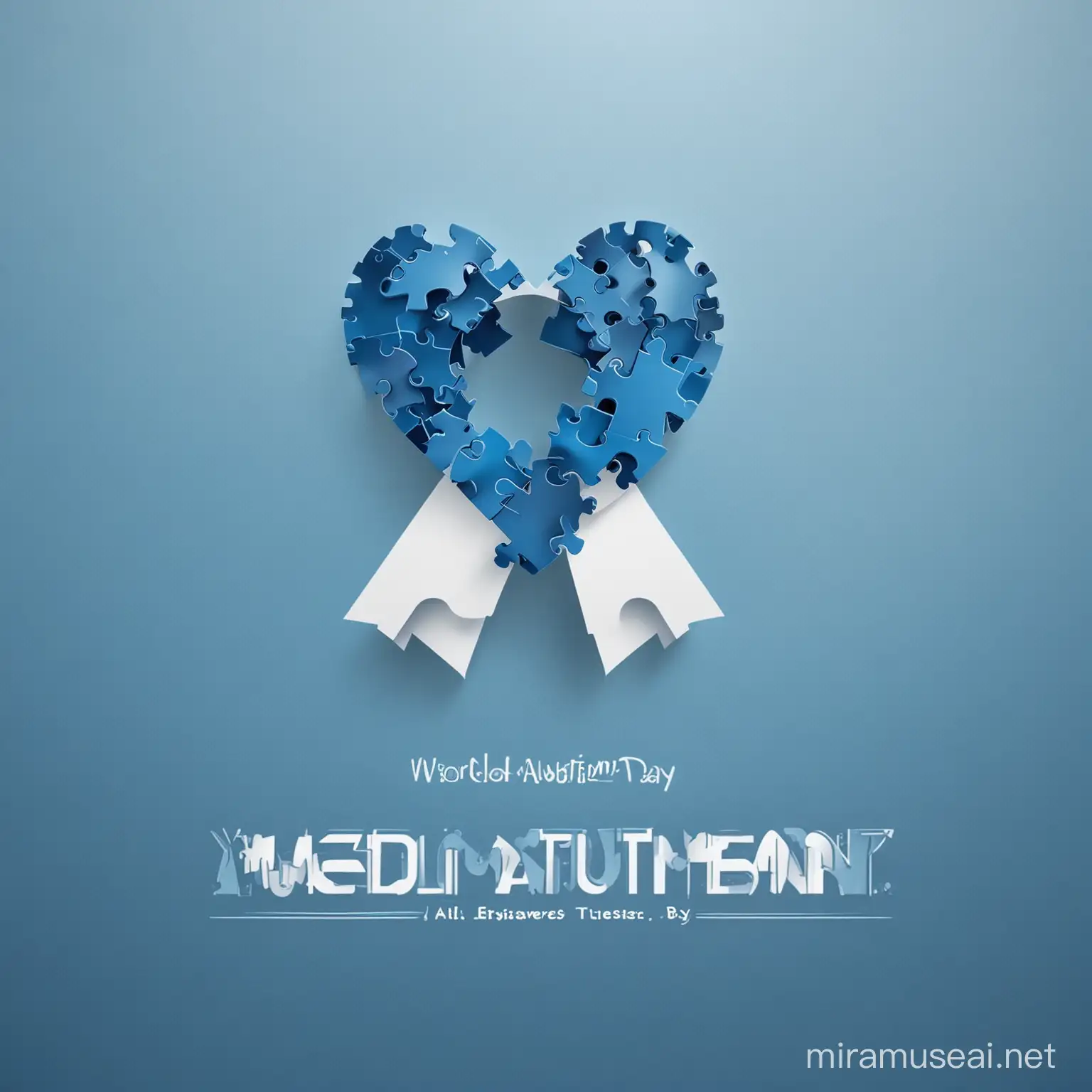 World Autism Day Celebration with Blue Puzzle Pieces Background