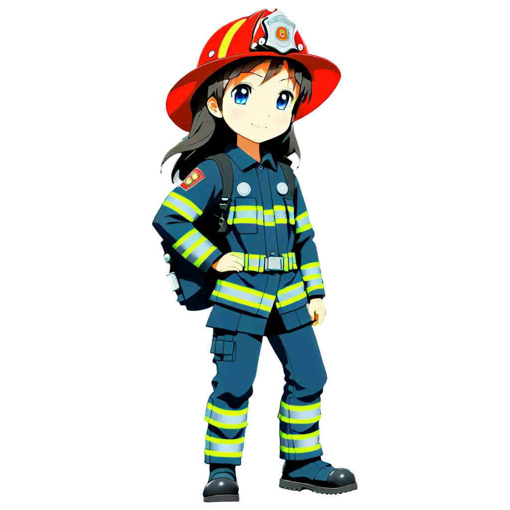 Firefighter kid anime girl

