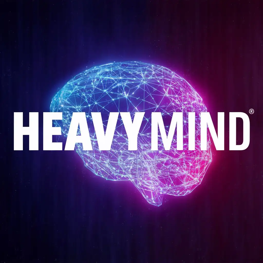 logo, Mind, with the text "HeavyMind", typography, be used in Entertainment industry