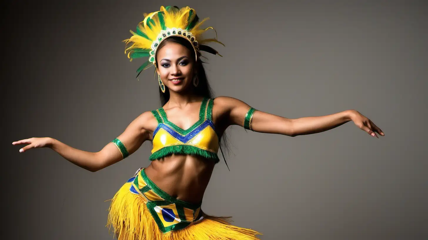 Eurasian Brazilian Dancer in Vibrant Carnival Rhythm