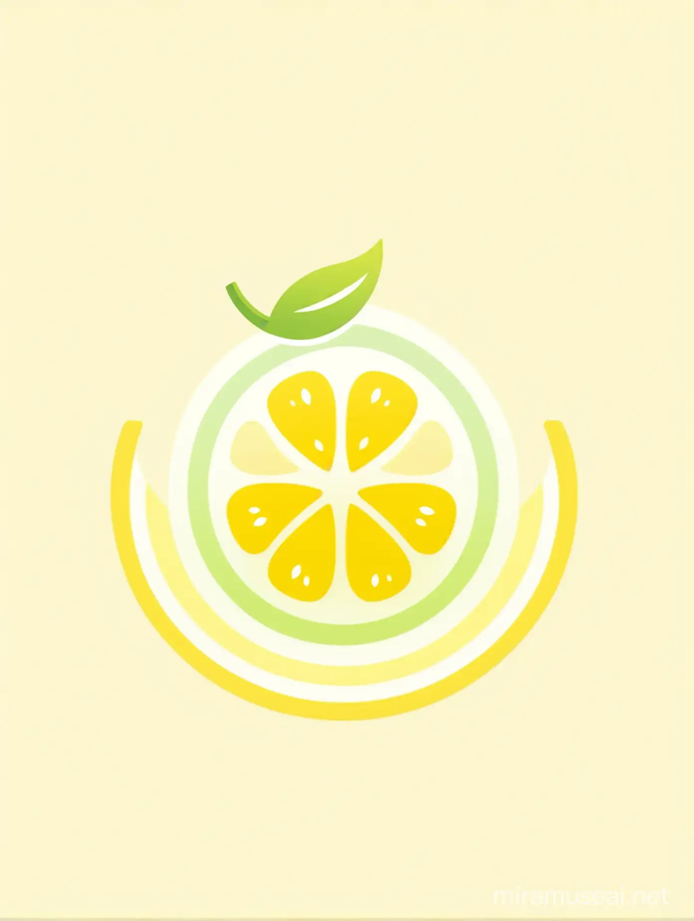 lemon logo on a white background for a wellness app, using pastel lemon colors only.