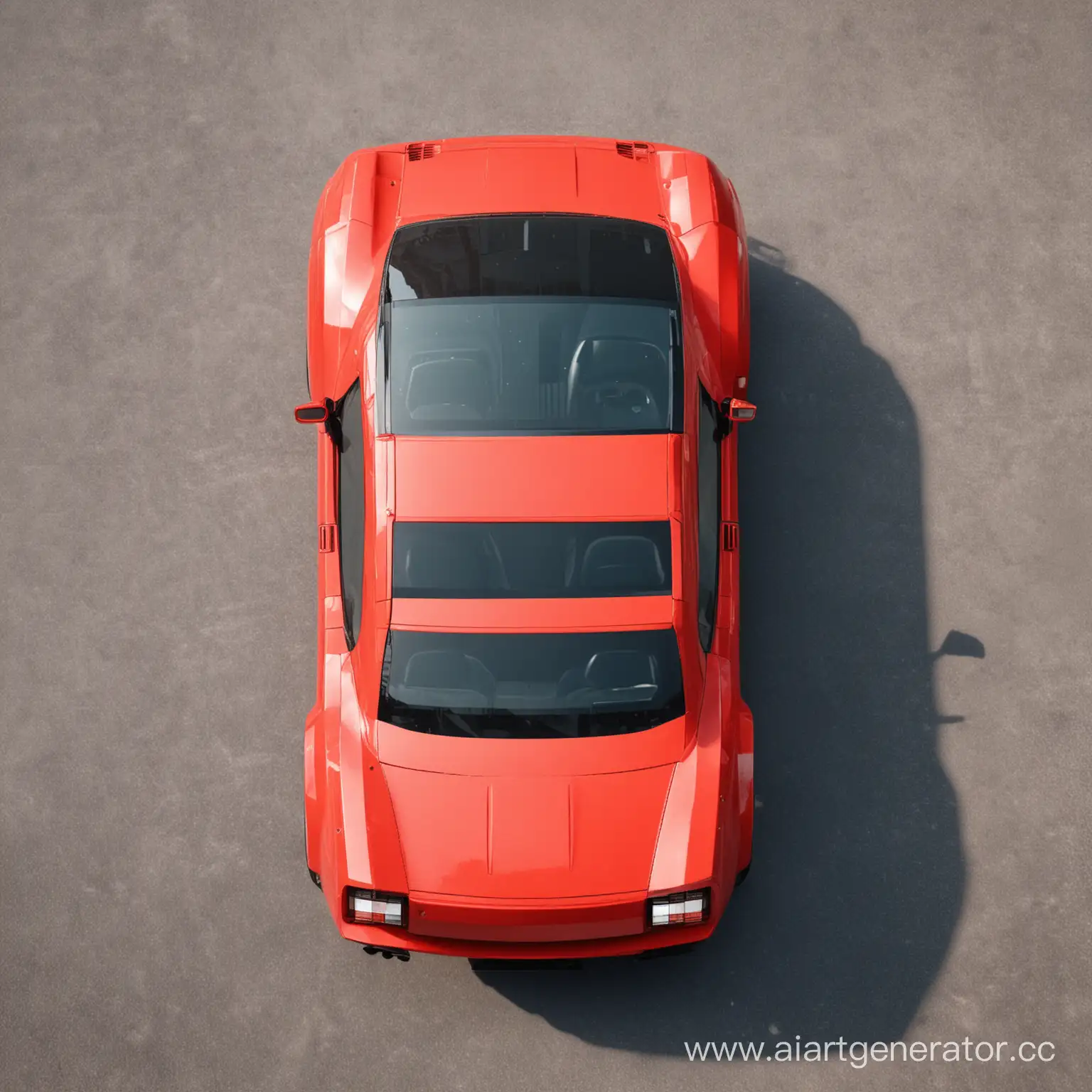 Top-View-Red-Car-Pixelated-Vehicle-with-Tilted-Perspective