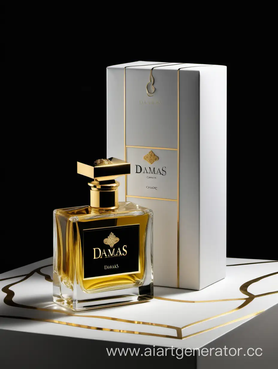 a bottle of damas cologne sitting next to a dark White box,with golden lines a Baroque dynamic luxurious composition, feminine
flemish Baroque