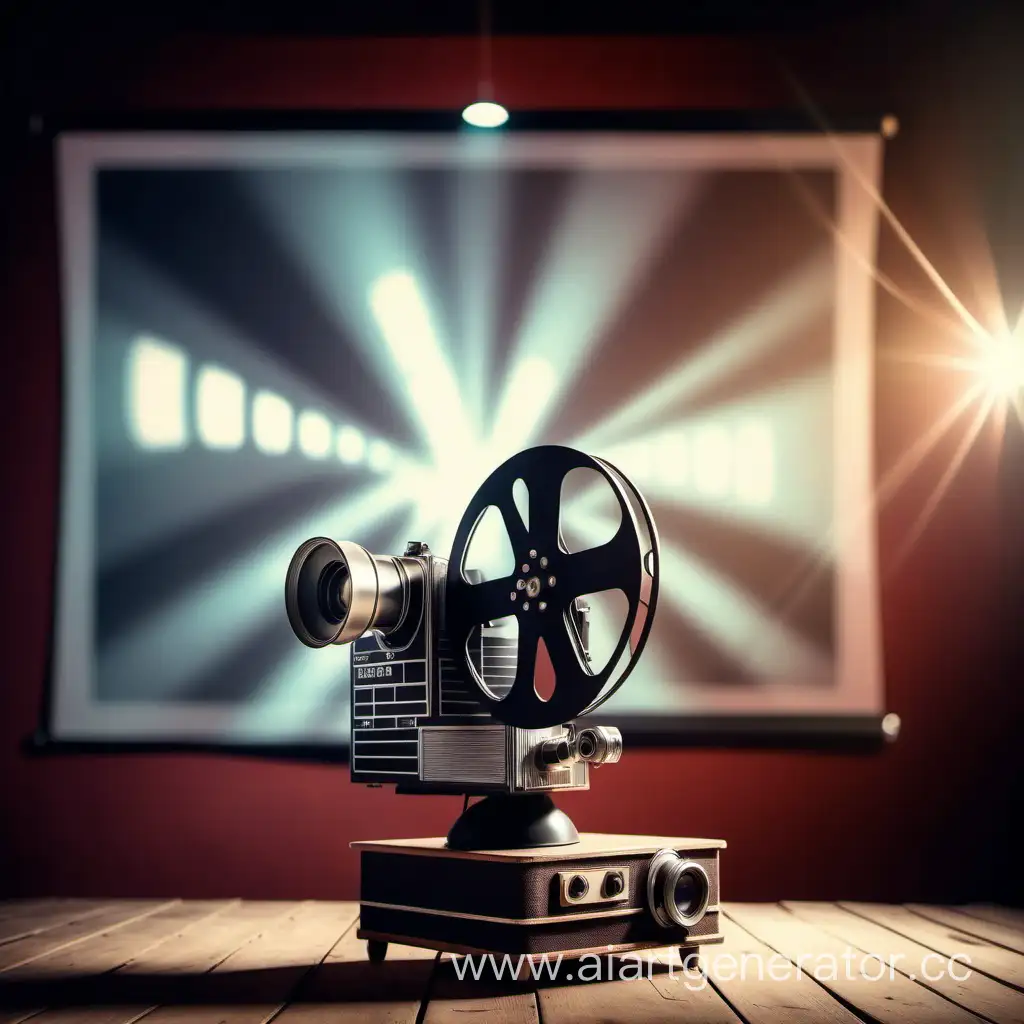 film projector and canvas on a blurred background