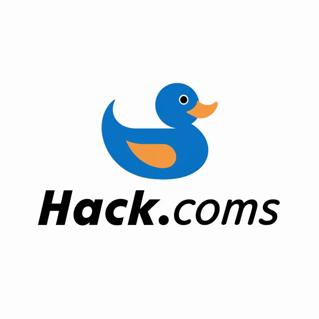 logo, blue duck, with the text "Hack.coms", typography, be used in Legal industry