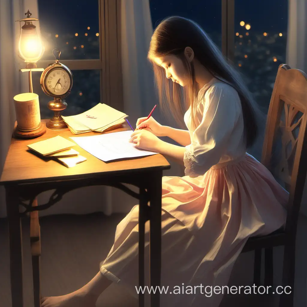 Evening-Letter-Writing-by-a-Thoughtful-Girl