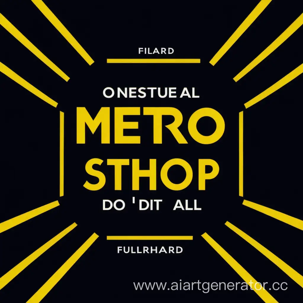 Создай изображение с надписью по середине: METRO SHOP FULHARD и сделай это все на черном фоне с жёлтыми линиями