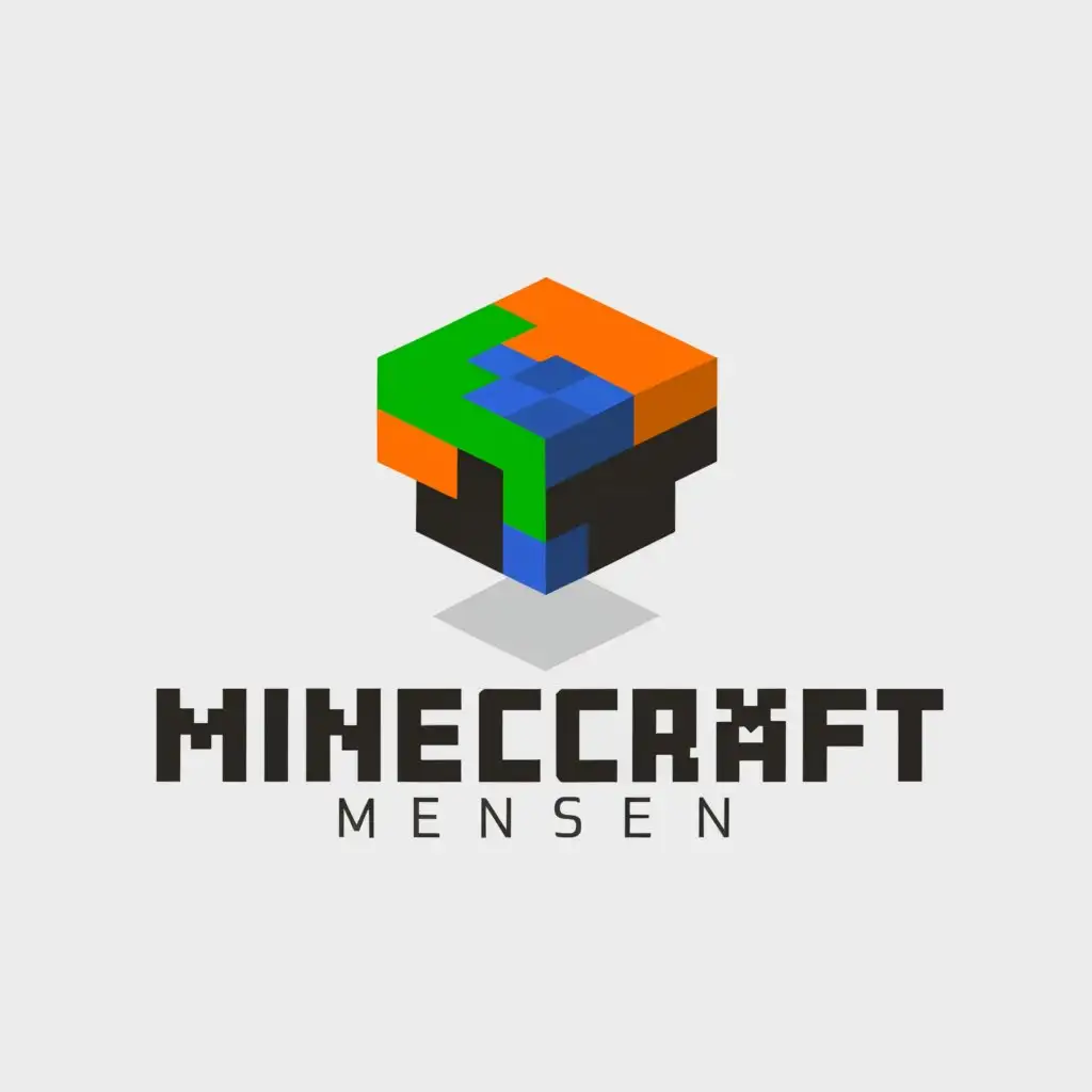 a logo design,with the text "MinecraftMensen", main symbol:Minecraft style Dutch color green blue red pixel,Moderate,clear background