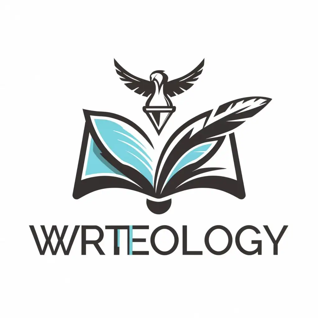 LOGO-Design-for-Writeologyorg-Open-Book-Eagle-Feathers-with-Pen-on-Stand-for-Technology-Industry