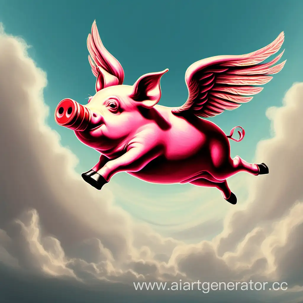 Whimsical-Flying-Pig-Soaring-Through-Clouds