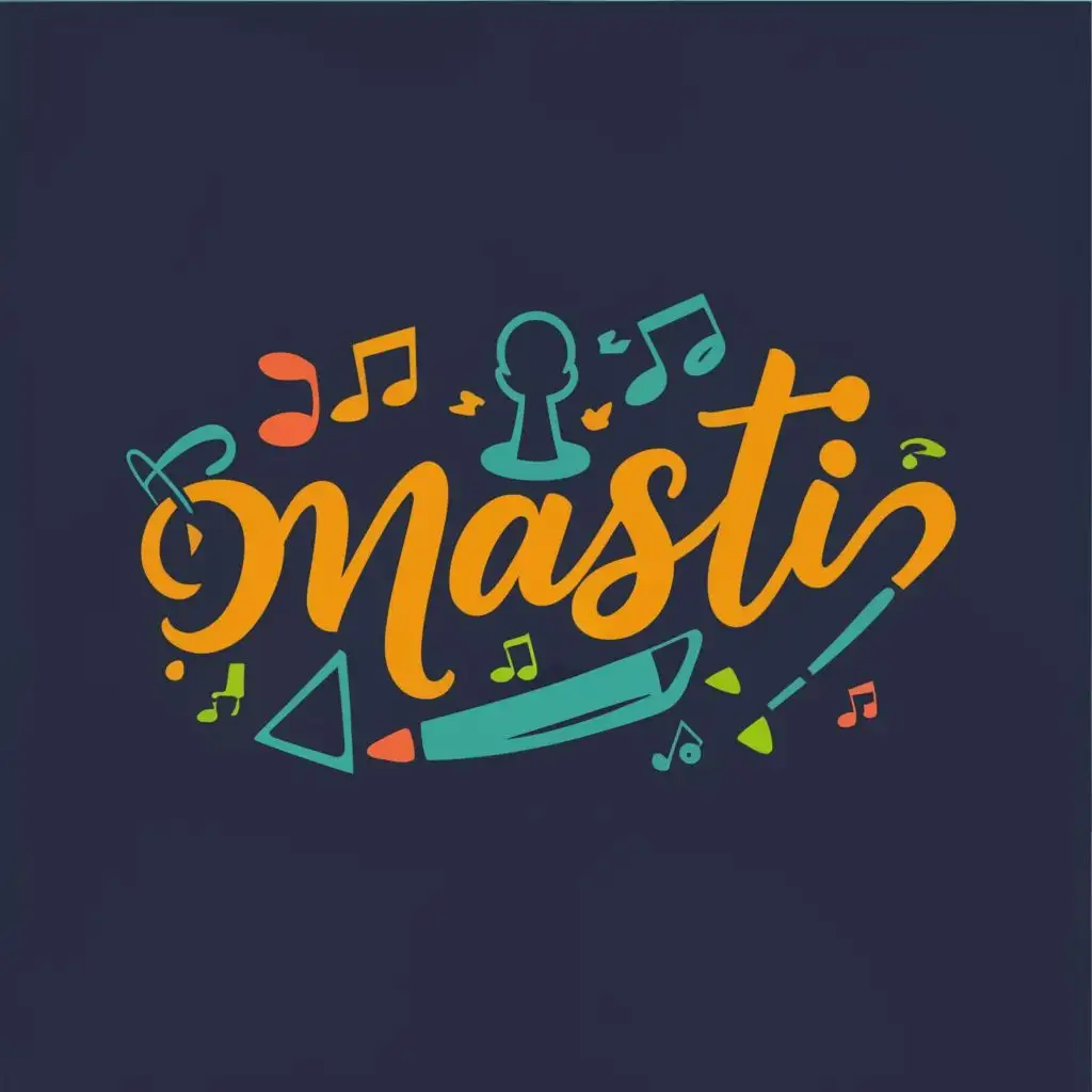 logo, Music art sports innovation fun, with the text "Masti", typography, be used in Entertainment industry