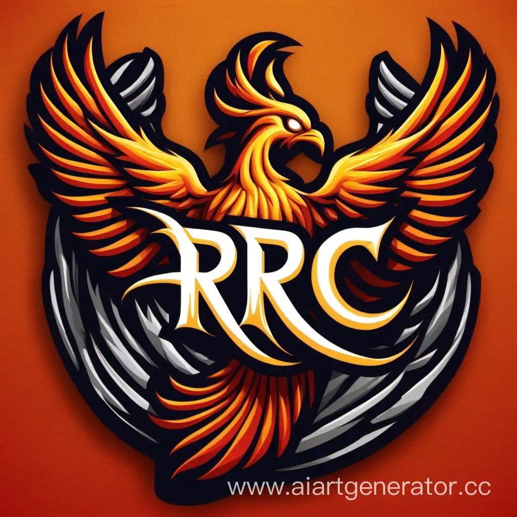 На фоне птица феникс и Буквы RRC