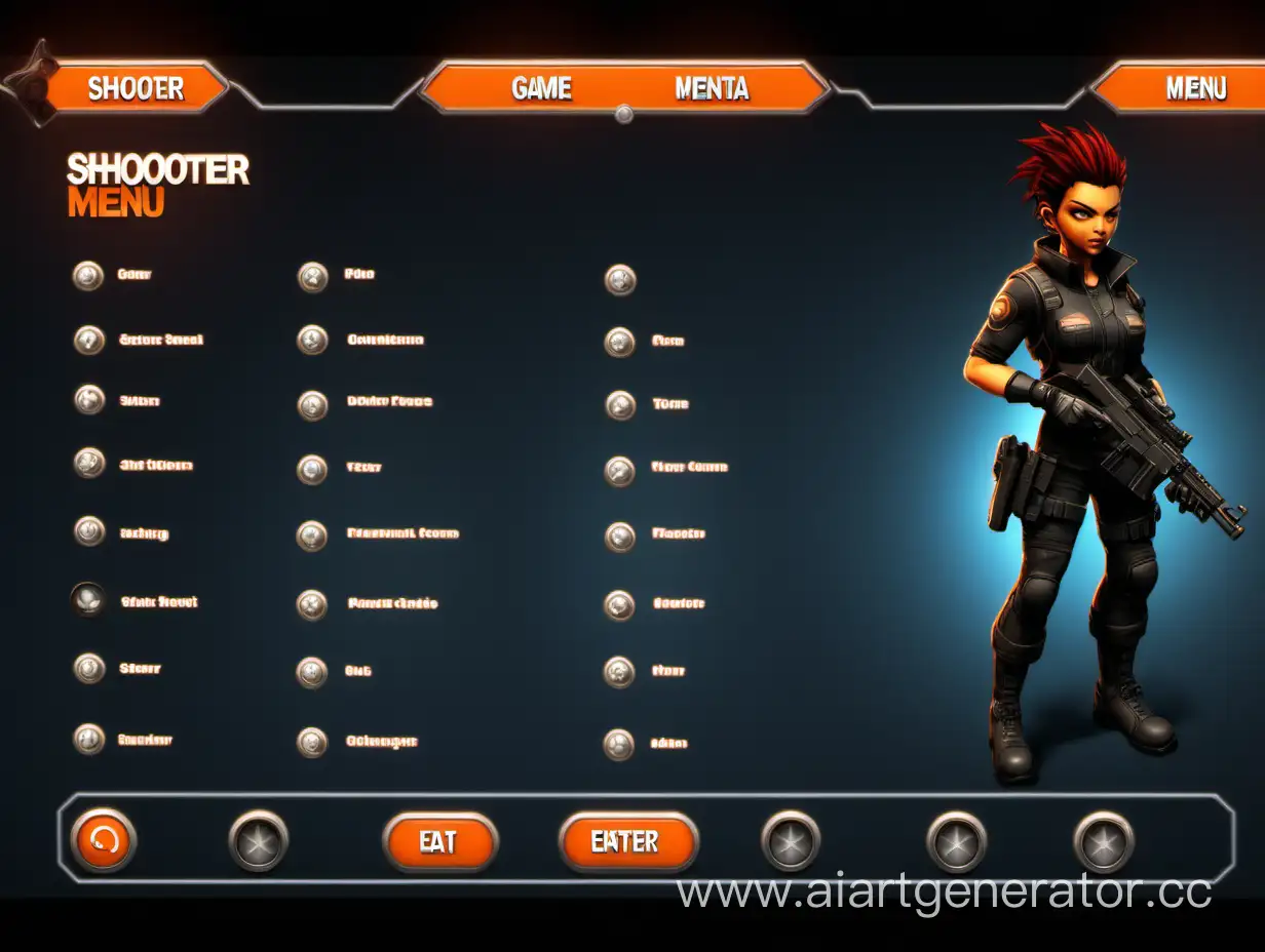 Interactive-Shooter-Game-Menu-with-Character-Model-and-Settings-Buttons