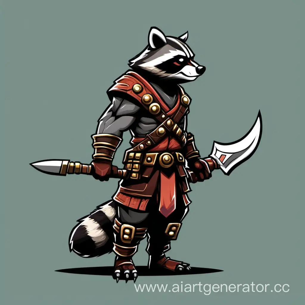 Simplified-Style-Raccoon-Warrior-in-16-Colors-Profile-and-Side-View
