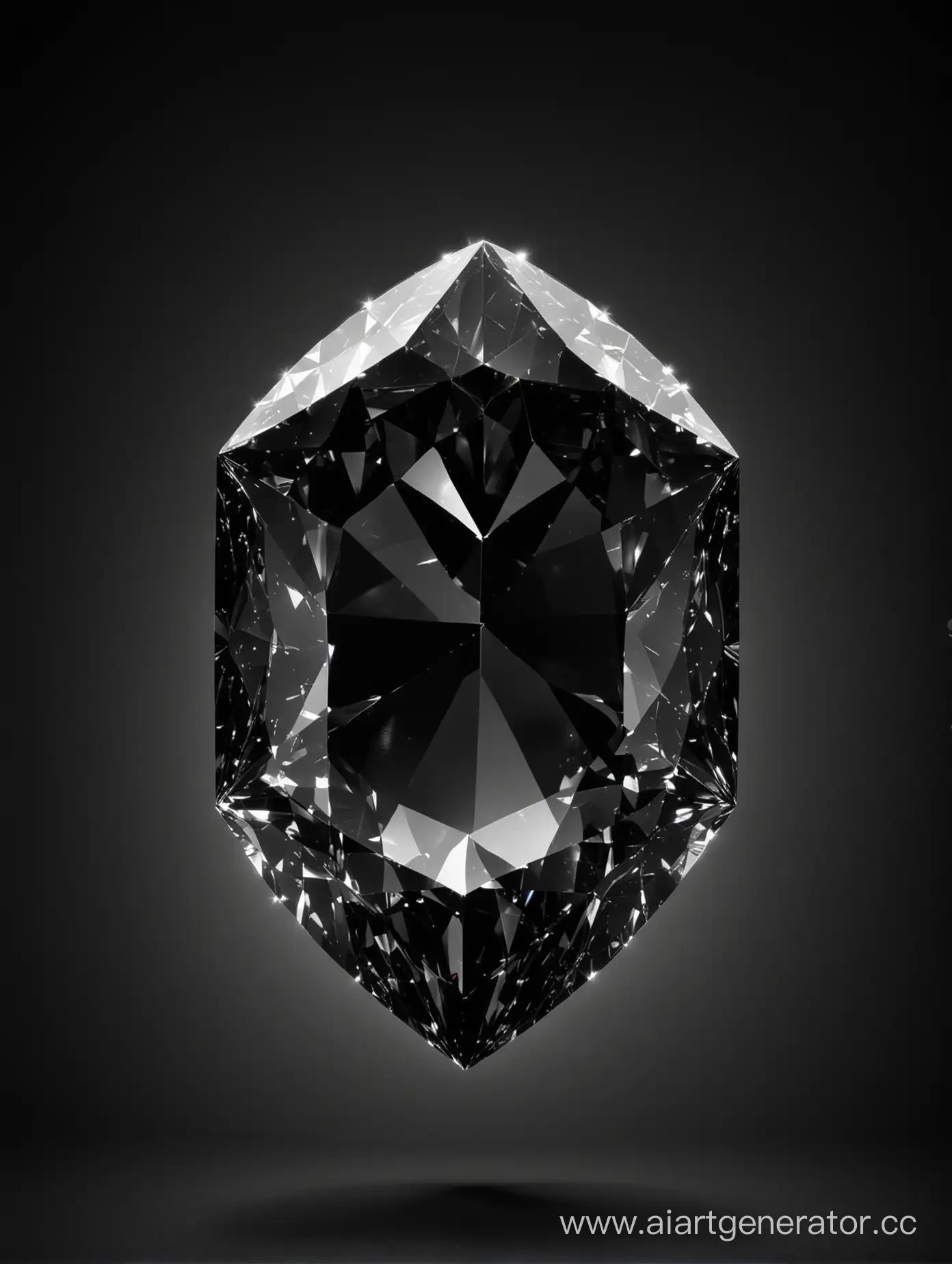 Бриллиант черный прозрачный на черном фоне однотонном с бликами бриллиантов