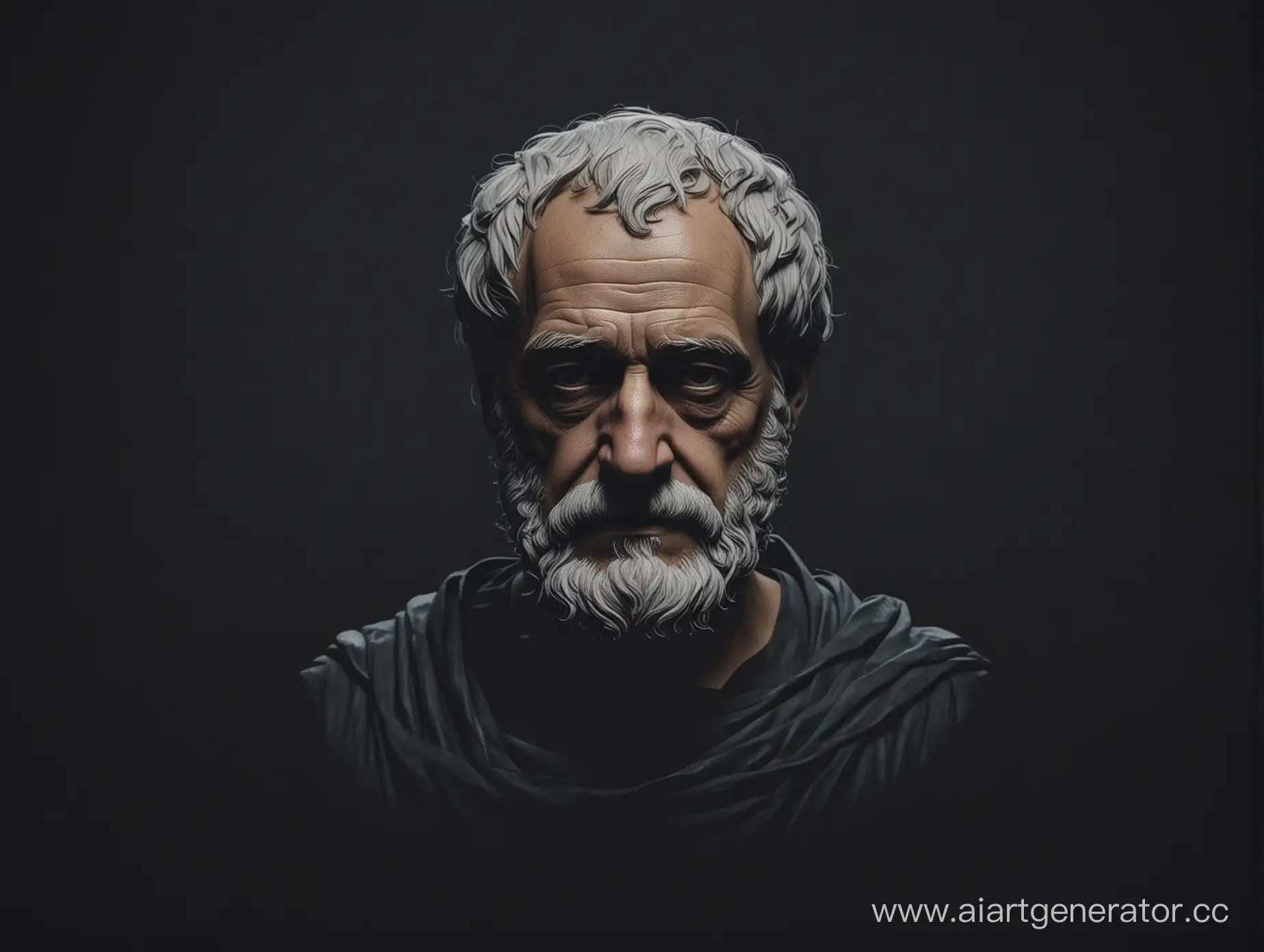 Aristotle-Portrait-in-Minimalist-Style-on-Dark-Background-in-4K-Resolution