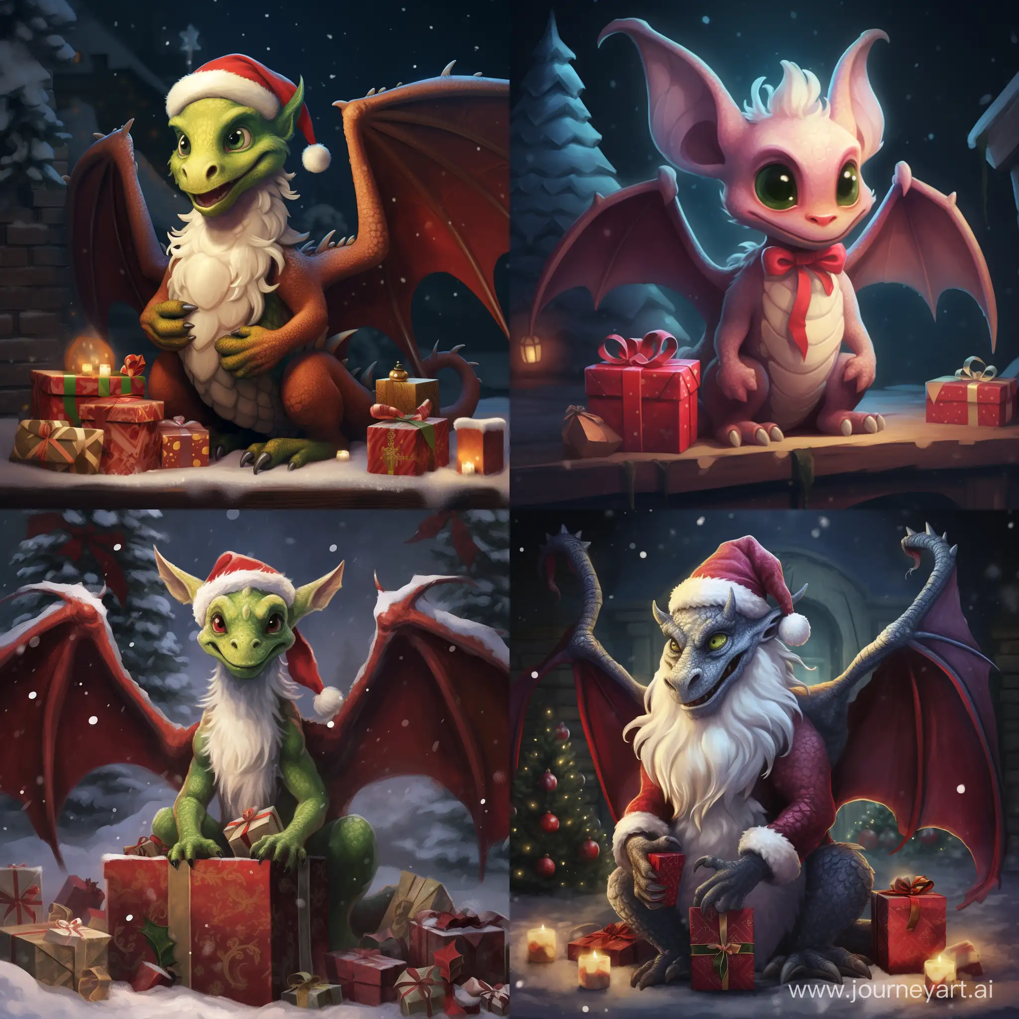 Веселый дракон желает поздравляет с Рождеством