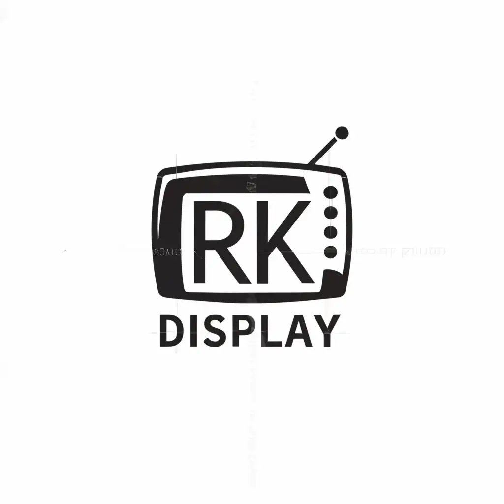 a logo design,with the text "RK Display", main symbol:TV,Minimalistic,clear background