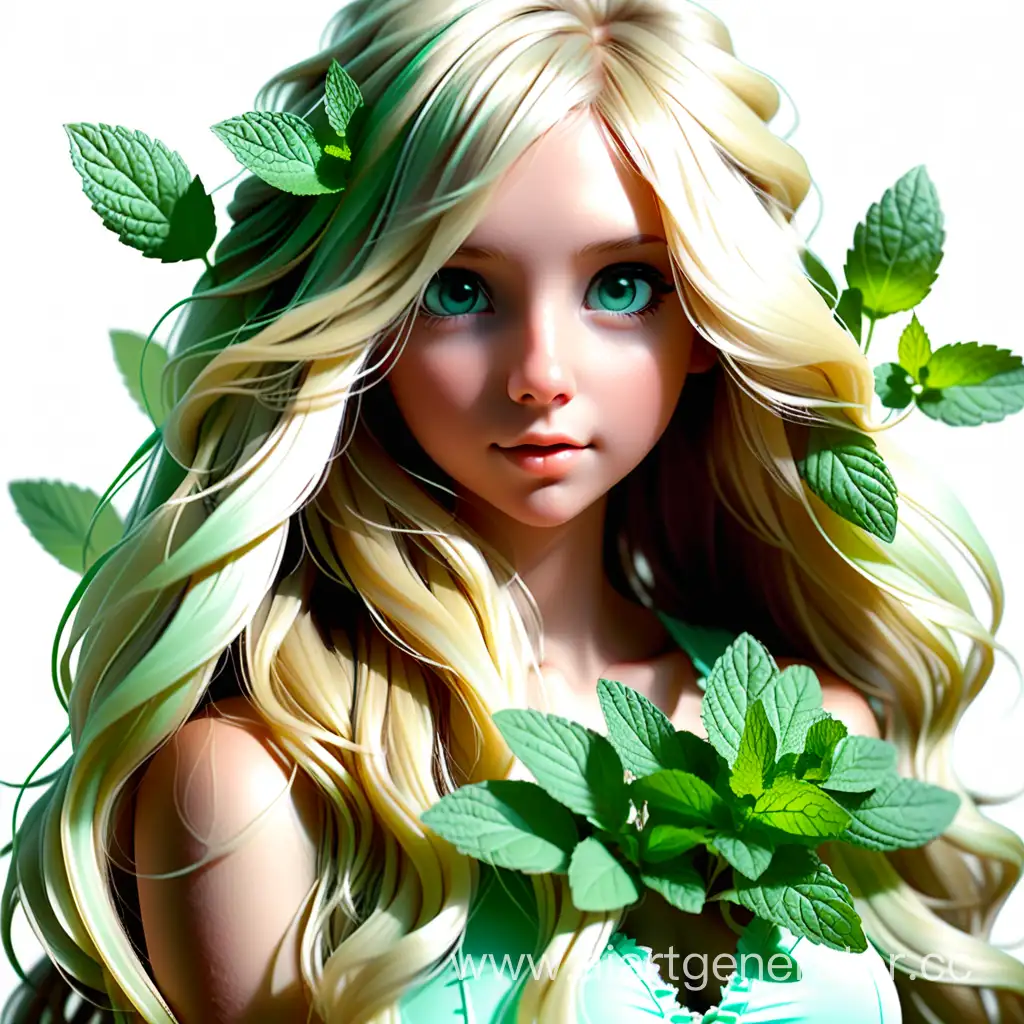 Blonde-Girl-with-Long-Hair-Holding-Mint-Leaves
