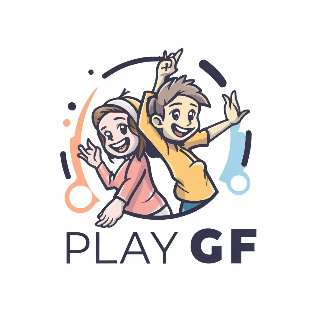 a logo design, with the text 'playgf', main symbol: Chat Room Girls and Boys, Moderate, clear background