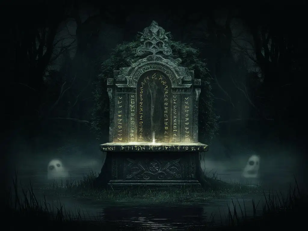 Dark-Fantasy-Magic-Ancient-Altar-in-Enigmatic-Swamp
