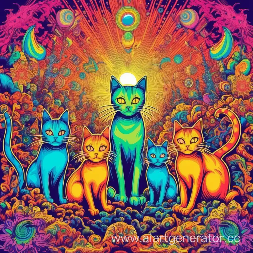 Психоделическая картинка с котами
