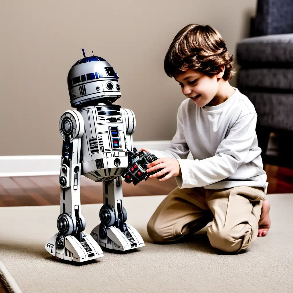 star wars kid playing with robot

