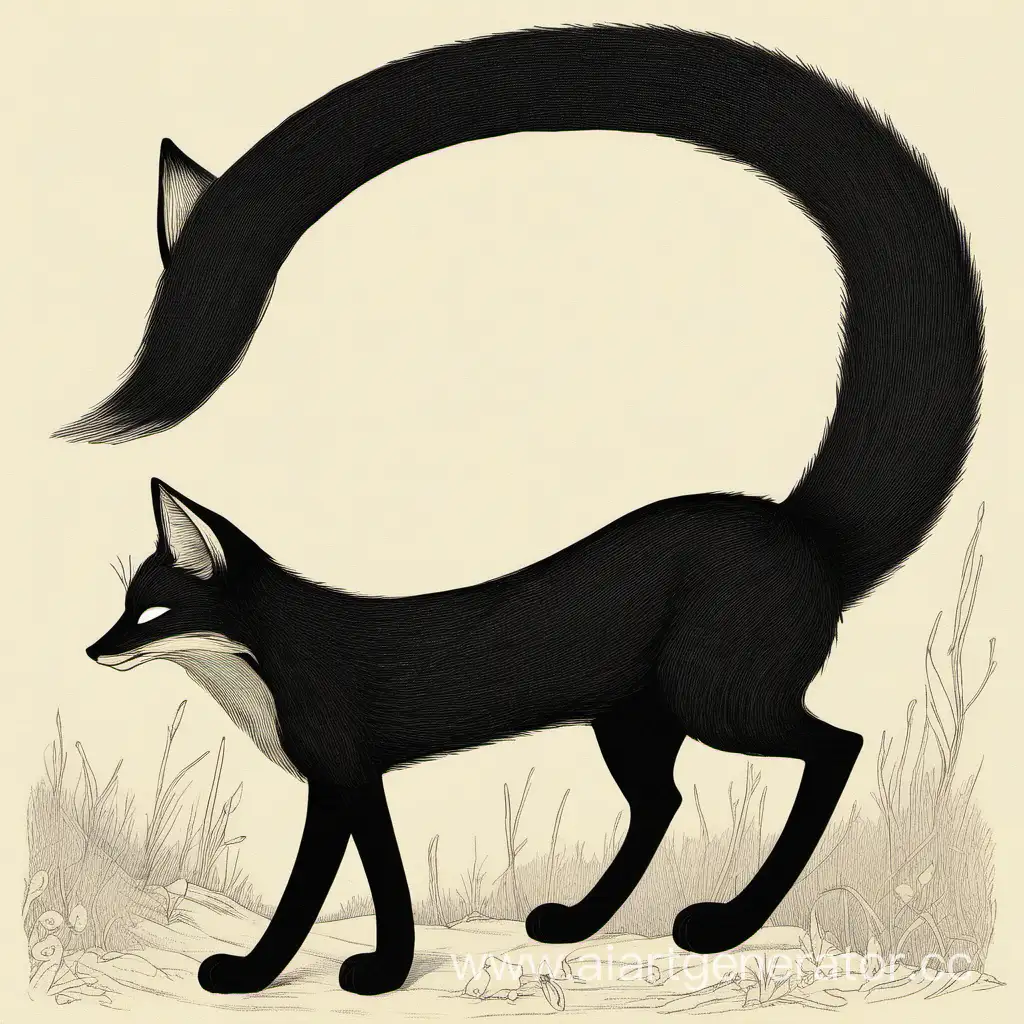 Fox-with-a-Black-Cats-Tail-in-Enigmatic-Wilderness