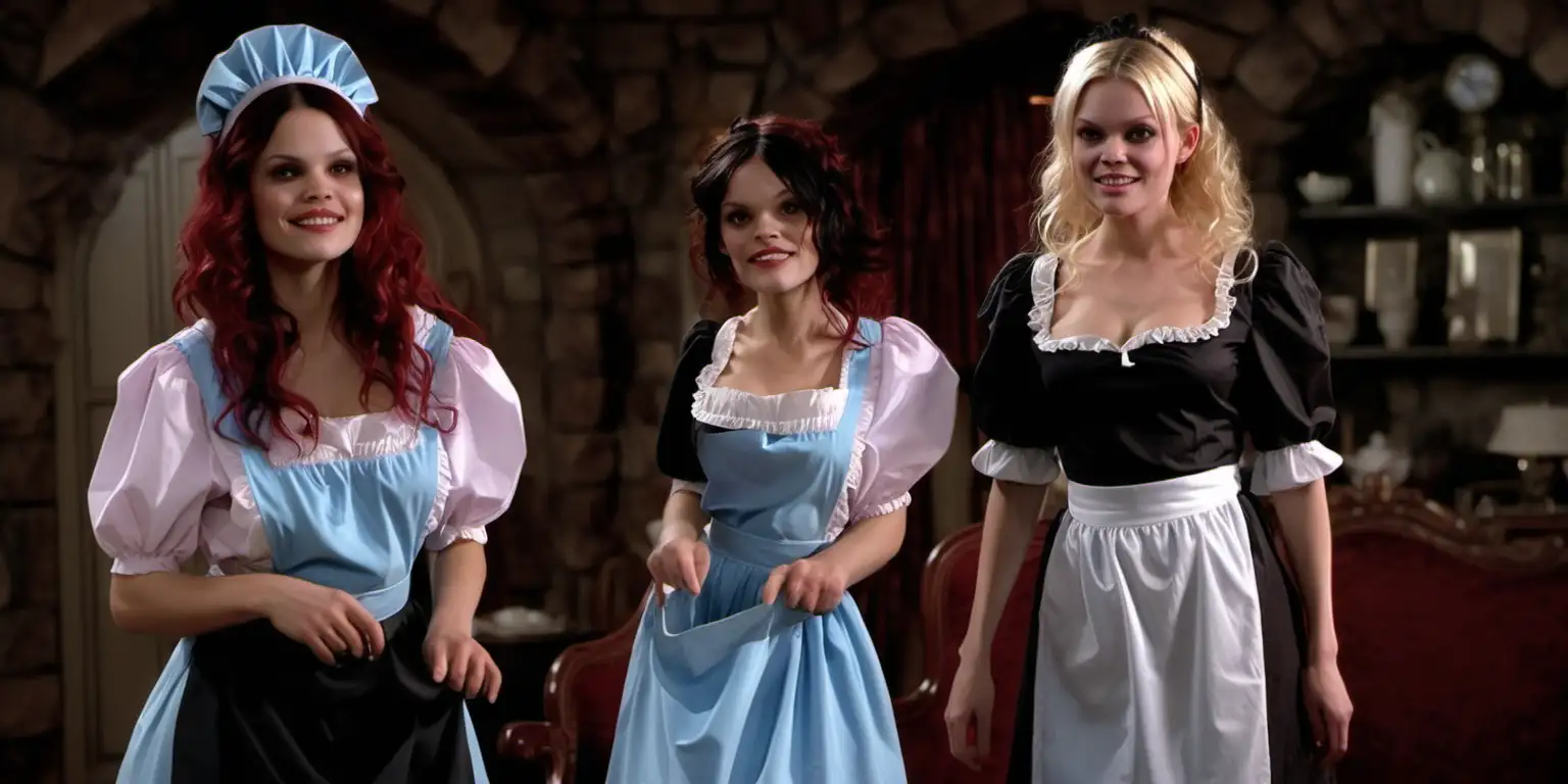 Vintage French Maid and Mothers Delightful Castle Stroll