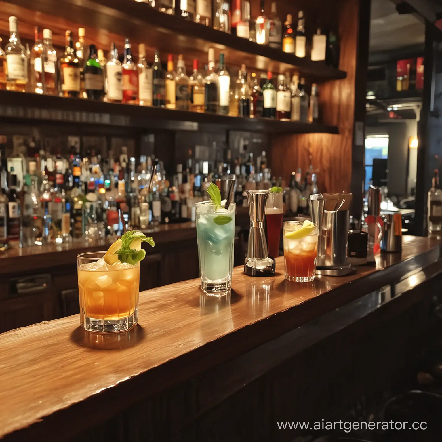 Colorful-Cocktails-on-a-Slanted-Bar-Counter