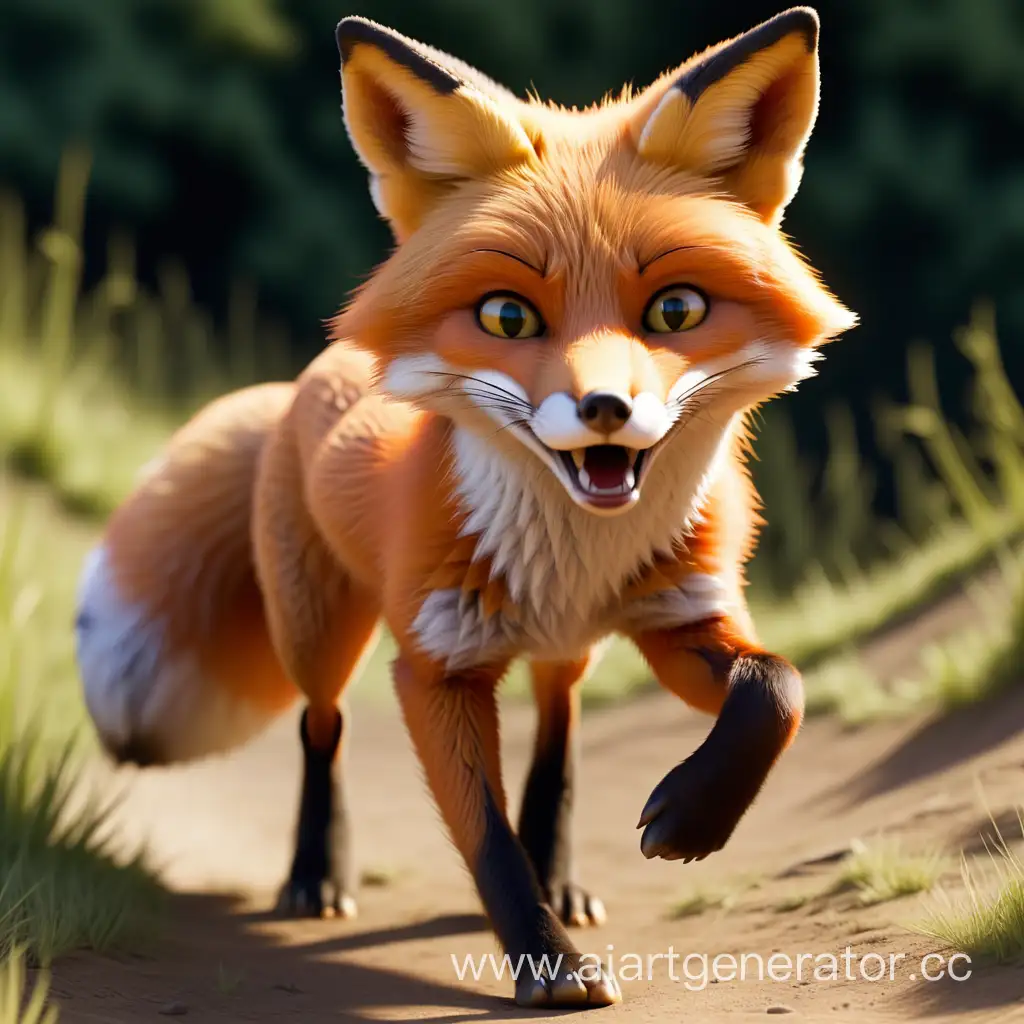 Graceful-Fox-Running-in-Sunlit-Meadow