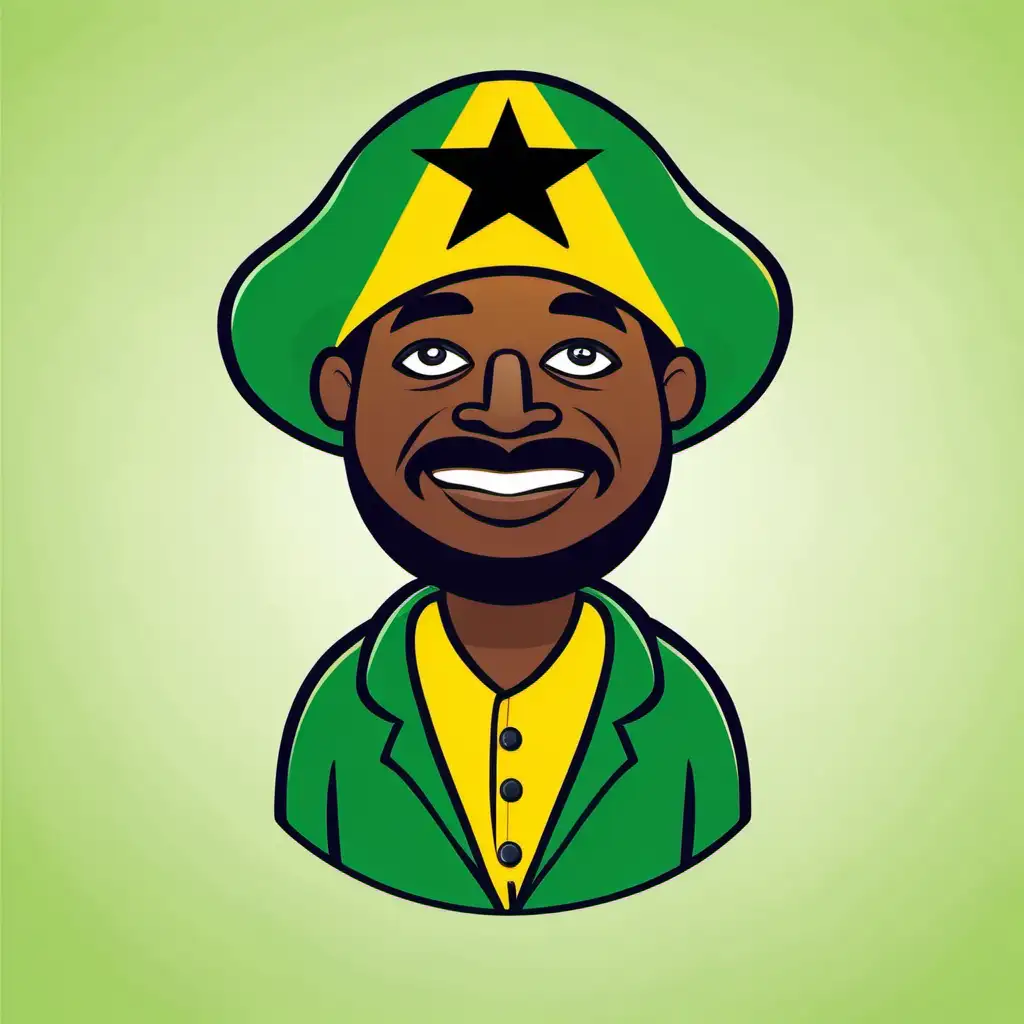 Colorful Cartoon Jamaican Man Icon with Vibrant Island Vibes