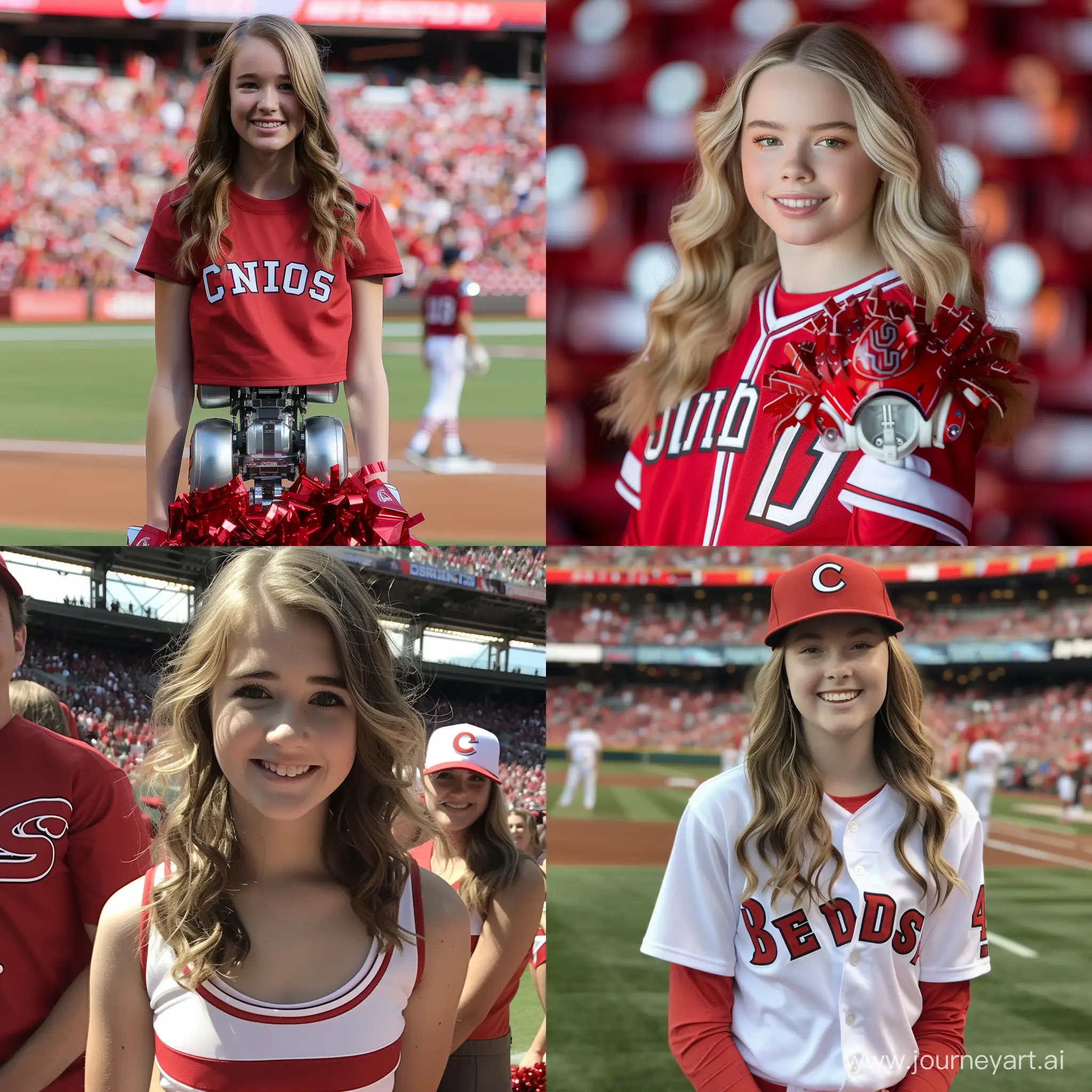 Cincinnati Reds 13-14 year old cheerleader, turns out to be a robot