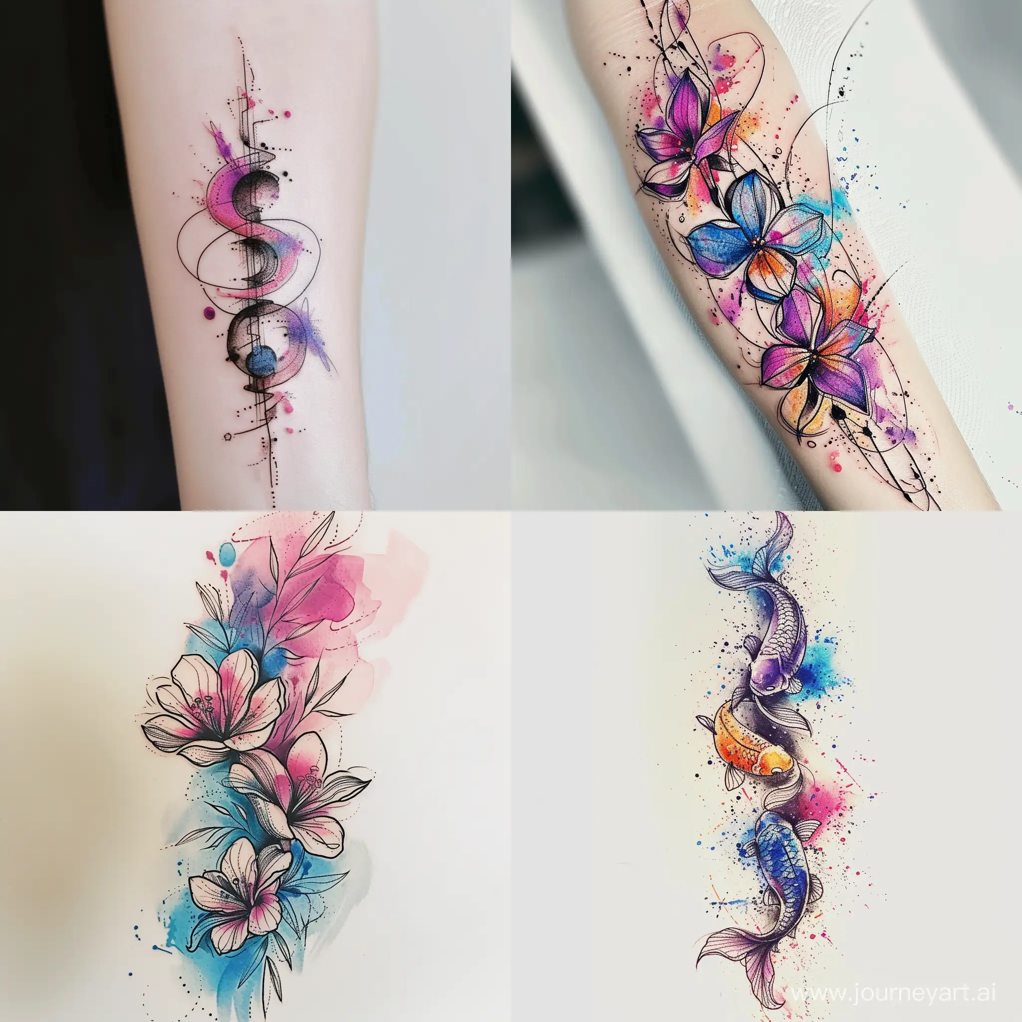 watercolor modern tattoo design