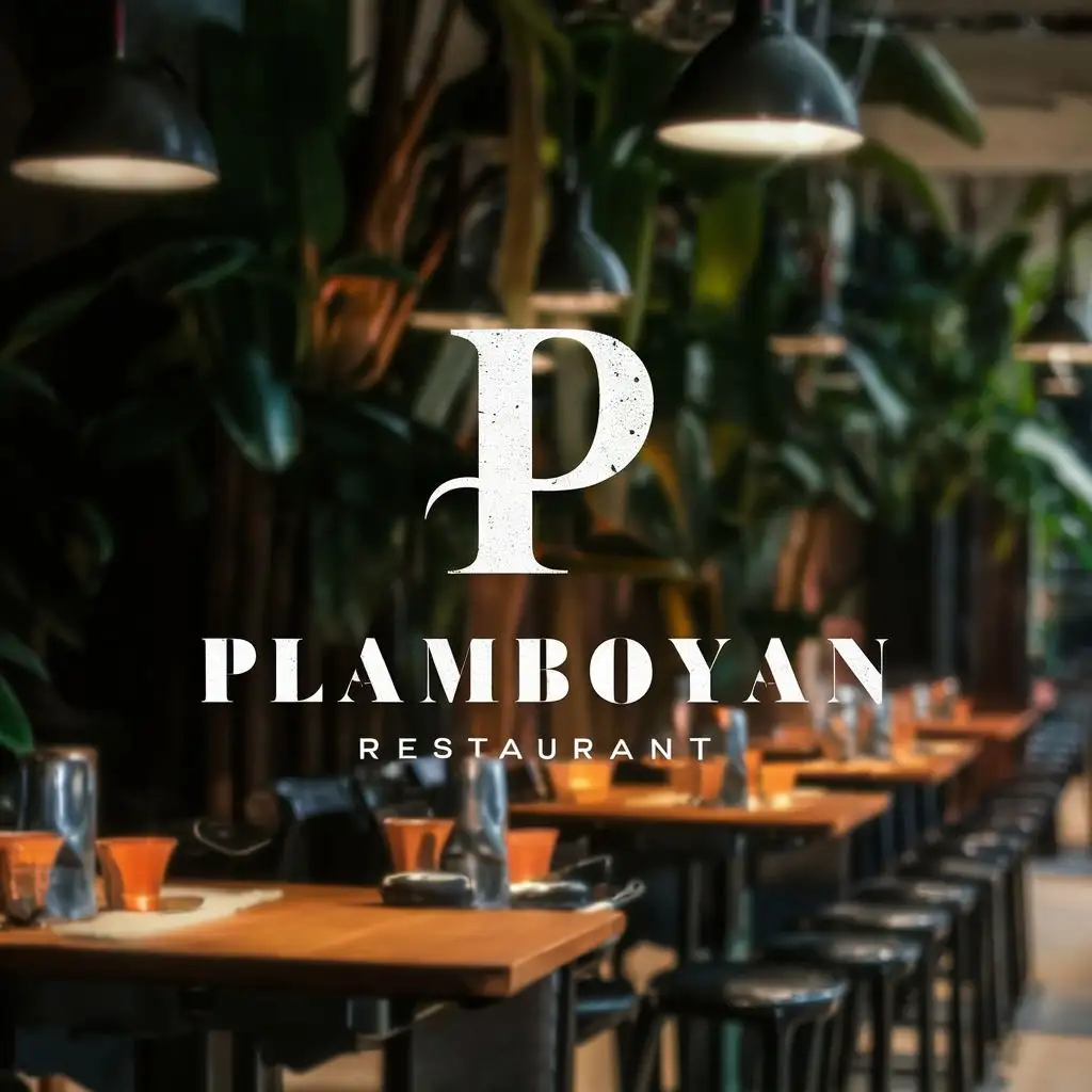 logo, P, with the text "plamboyan", typography, be used in Restaurant industry
