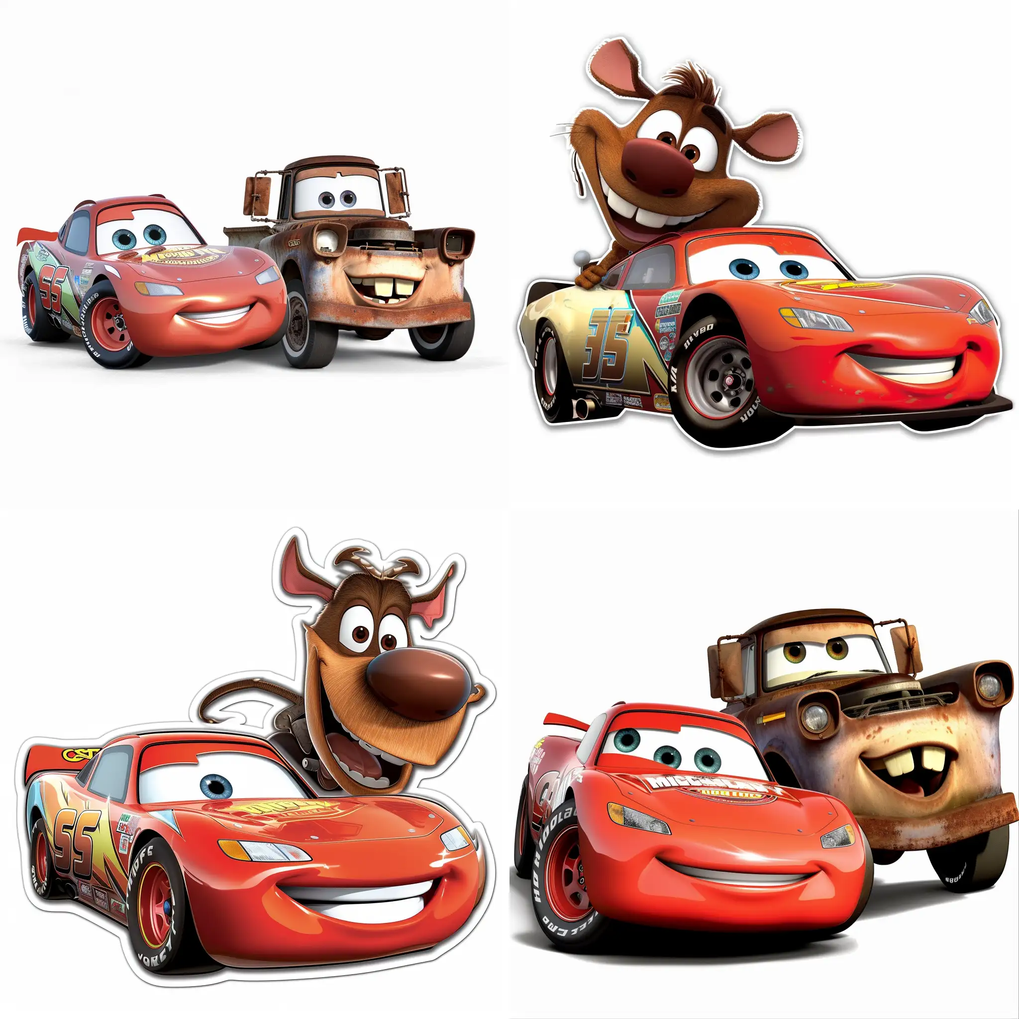 Lightning mcqueen and mater , sticker , cute , original appareance , hd quality